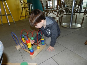 Of course he chose to play with an Ikea toy, the exact one that sits in his closet at home, with which he never play.