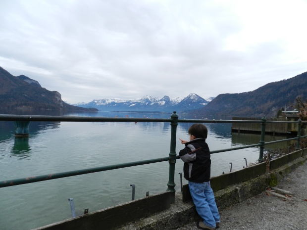 The day started out cloudy. Here, Lake Wolfgangsee