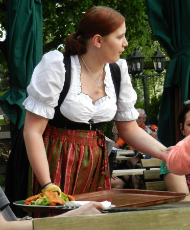 Servers in Dirndl's- typical of  Bavaria and Austria.